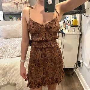 Animal snake print smock dress tie straps